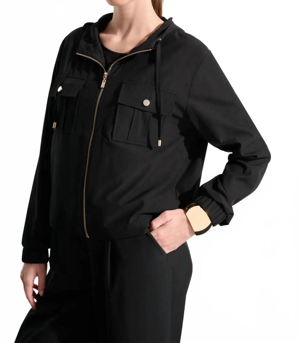 NEW JOSEPH RIBKOFF hooded boxy utility jacket style in black